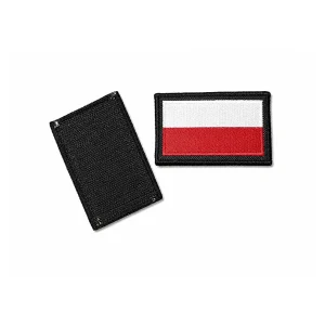 Flaga Polski z rzepem 80 x 50 mm, czarne tło
