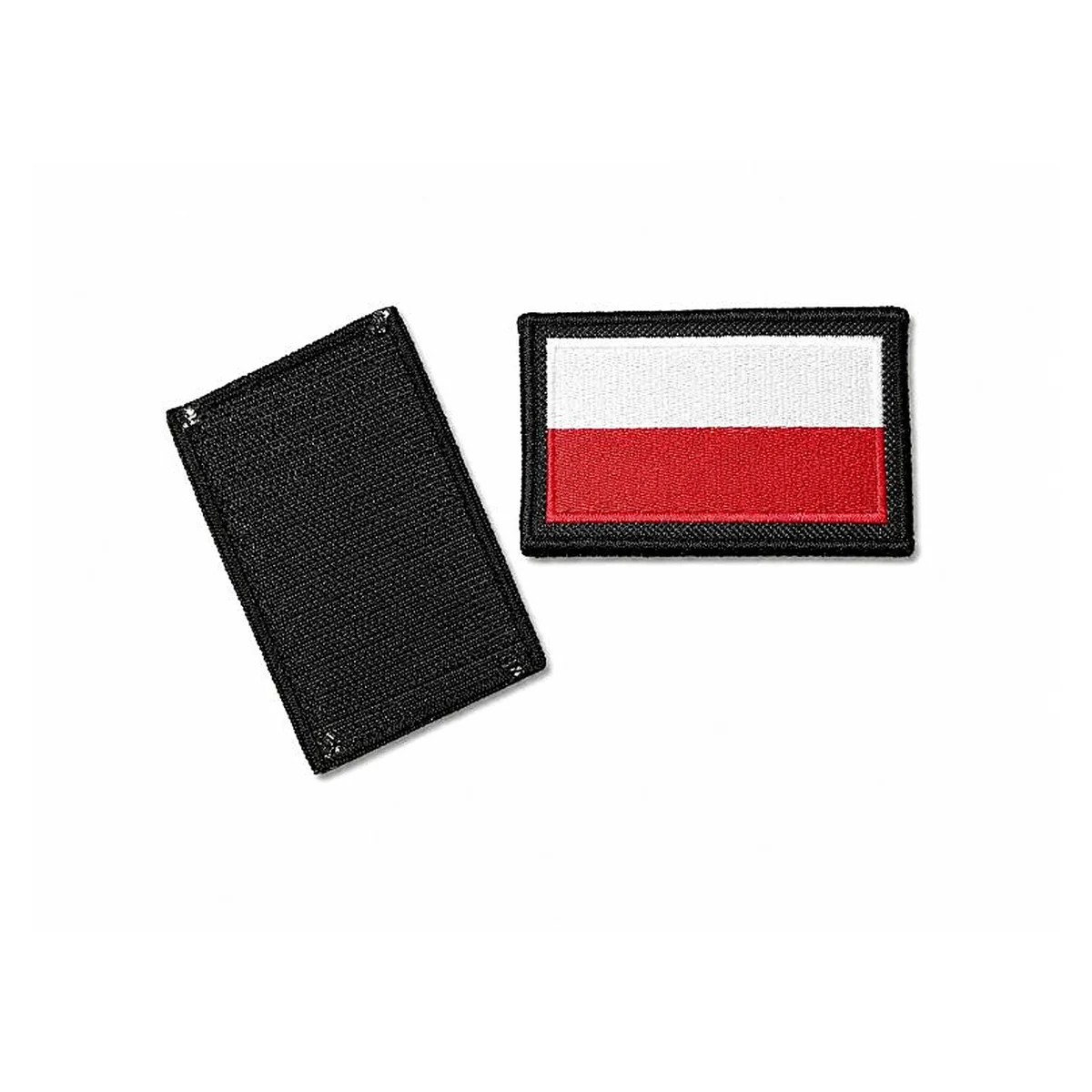 Flaga Polski z rzepem 80 x 50 mm, czarne tło