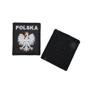 Naszywka Orzeł Godło Polski z rzepem, czarne tło