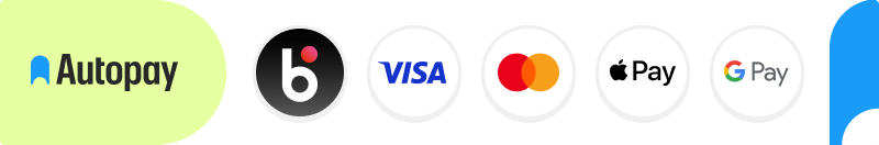 Płatności obsługuje Autopay: BLIK, Visa, Mastercard, Apple Pay, Google Pay